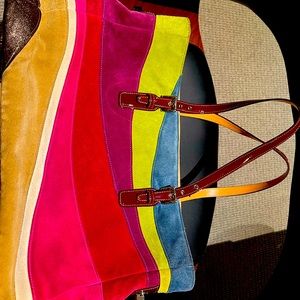 SuedeWave Bag. Limited edition! Metal feet on bottom; two large zipper pockets.